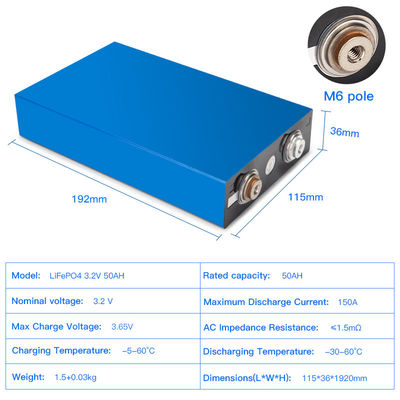 Rechargeable 3.2 V 50ah LiFePO4 Lithium Battery 4000 times life